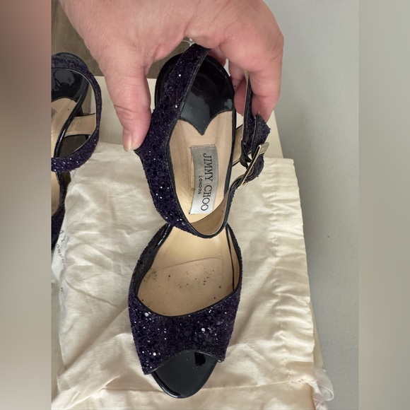 Jimmy Choo Dark Purple Glitter Heels size 8 - Picture 3 of 5